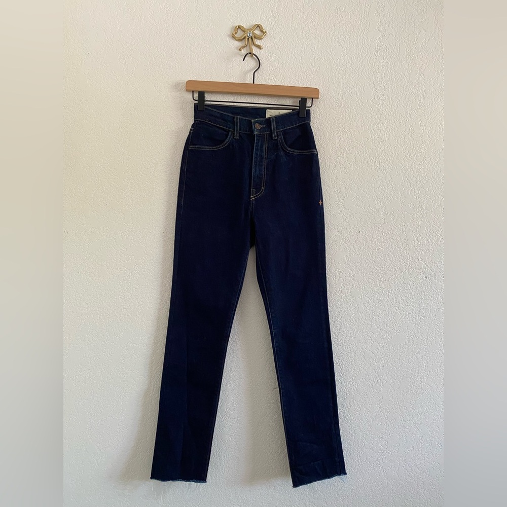 Imogene + Willie Elizabeth High Rise Skinny Jeans 26 Dark Indigo Wash Cut Hem